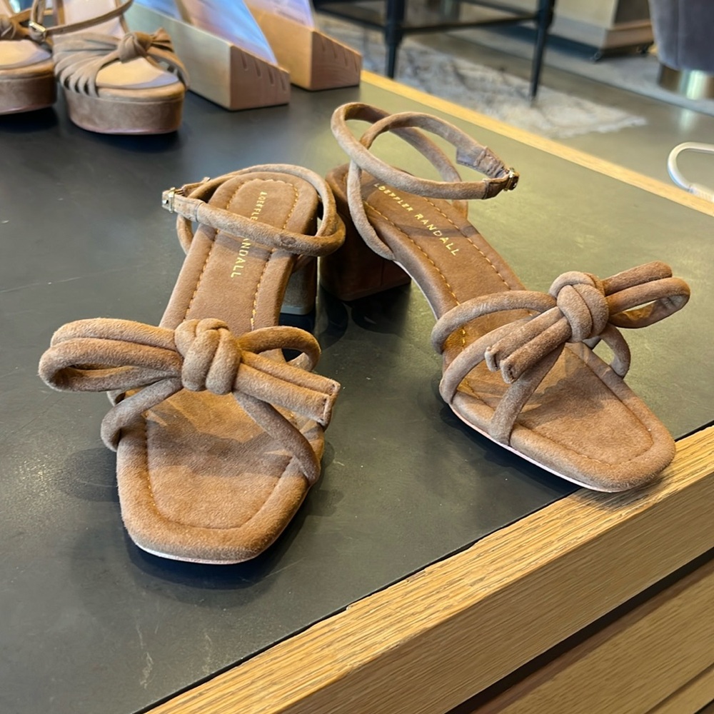 Mikel suede leather bow heel